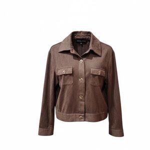 Kendall+ Kylie Brown Faux Suede Button Down Light Jacket Cardigan Size Large